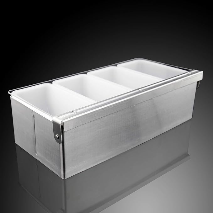 New Star Foodservice 48025 Stainless Steel Condiment Dispenser with 4 Compartments (NO ICE Tray Included) - Image 4