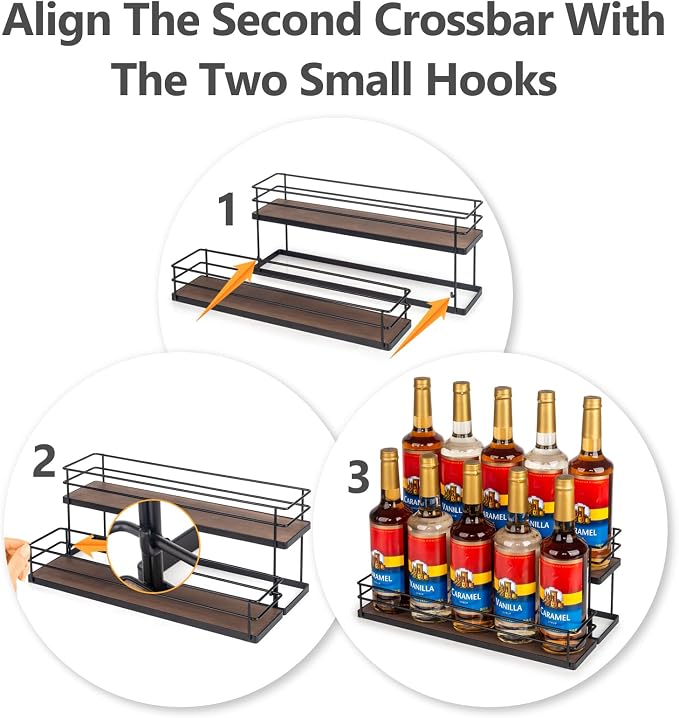kimilus 10 Bottle Capacity Coffee Syrup Organizer 2 Tier Coffee Syrup Stand Shelf for Coffee Bar Kitchen Small Wine Rack for Bar Family Storage for Syrup Wine Dressing - Image 2