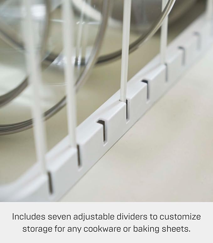 YAMAZAKI Home Tower Adjustable Lid & Pan Organizer – Kitchen Drawer Storage Shelf Rack | Adjustable kitchen drawer storage shelf rack organizes pot lids and pans. Built for daily use. Keeps essentials organized. - Image 3