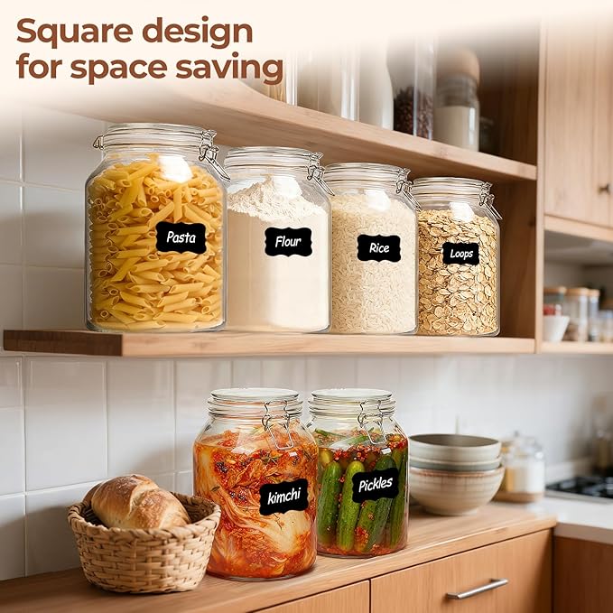 ComSaf Large Glass Jars with Airtight Lids 1.1 Gallon 2 Pack Wide Mouth | Flour sugar rice, Kombucha kimchi, Sourdough pickling, Pantry organization, Pickling fermenting, Cabinet organization - Image 6