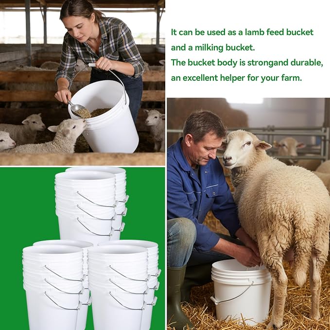 18-Pack 2.5 Gallon Plastic Bucket with Handle – White Heavy-Duty Food Grade Water Storage Buckets for Cleaning, Paint, Ice, Halloween & More - Image 3