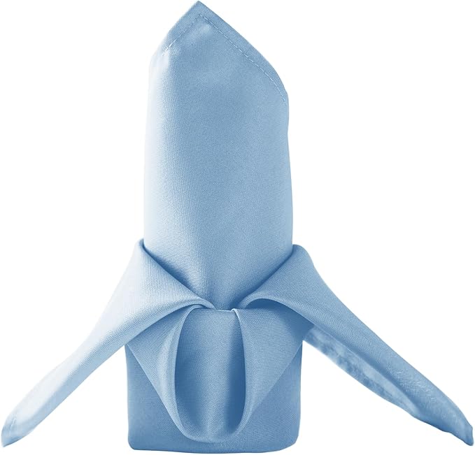 50pcs Polyester Cloth Napkins - 20 x 20 inch Blue Mist Dinner Washable Napkins with Hemmed Edges for Restaurant/Wedding/Hotel(50,Blue Mist) by Ascoza