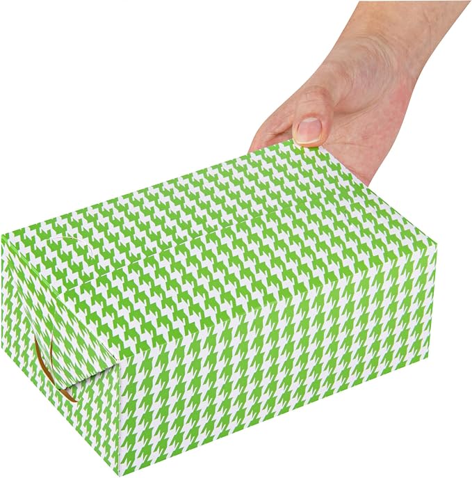 Bio Tek 47 Ounce To Go Boxes, 400 Rectangle Take Out Food Containers - Fast Top Closure, Disposable, Green Houndstooth Paper Carry Out Containers, For Burgers Or Fried Chicken - Restaurantware - Image 8
