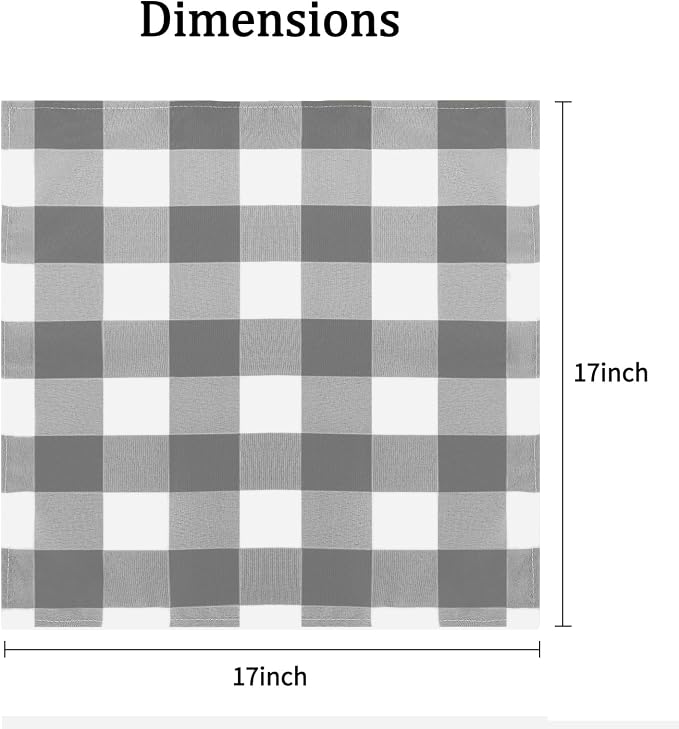 Buffalo Plaid Table Napkins Set of 50 Checkered Cloth Napkins 17x17 inch Washable Dinner Gingham Pattern Napkins Soft Napkins for Wedding Party Dining Banquet(Gray and White) - Image 2