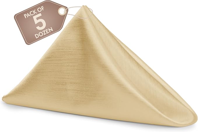 17 x 17-Inch Shantung Satin Cloth Napkins, Tan, Set of 60 by UltimateTextile