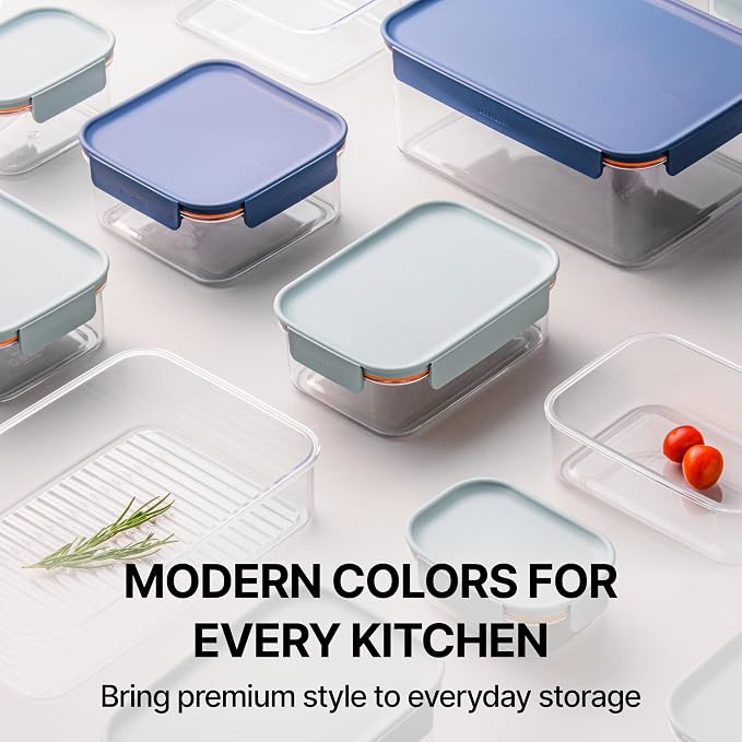 LocknLock Tritan Plastic Bisfree Modular Plus Food Storage Container Set, BPA-Free, Stackable, Dishwasher and Freezer-Safe, 24-Piece Set with 12 Boxes and 12 Lids, Navy - Image 9