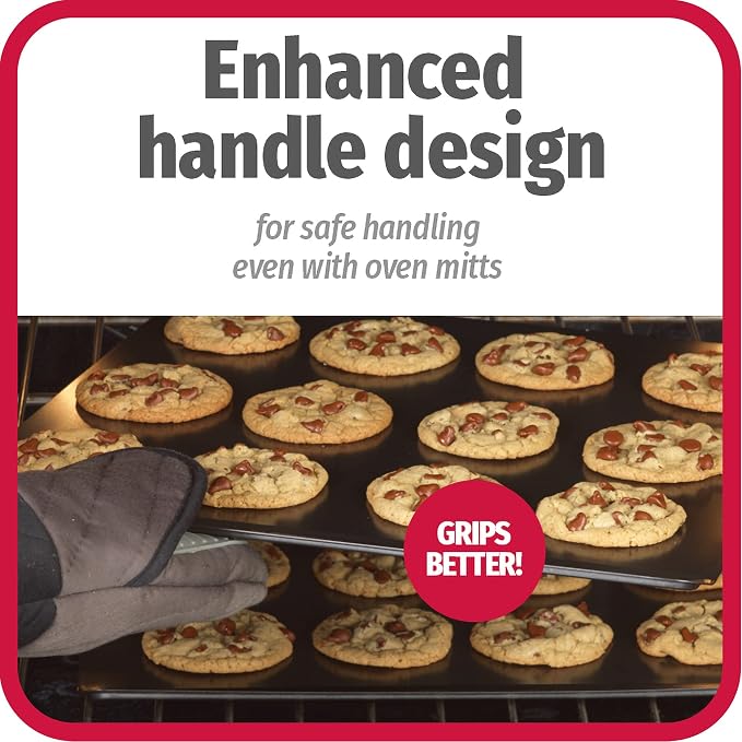 GoodCook AirPerfect Insulated Cookie Sheets Set of 2 Nonstick Carbon Steel Construction Pans for No-Burn Baking with Ergonomic Grip, 16 x 14-Inch, Gray - Image 4