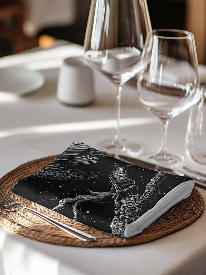 Kitchen Cloth Napkins 2 Pack Halloween Crow Bat Moon Dinner Napkins Soft Table Napkin for Family Dinners Cocktail Parties Wedding, Washable & Reusable, 20" x 20" - Image 7
