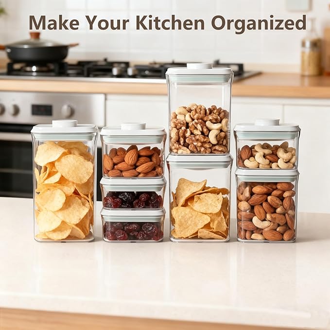 Pop Food Storage Containers Set Large Airtight Food Storage Containers with Pop Lids, Kitchen Pantry Organization and Storage, Cereal, Rice, Flour, Pasta & Snack Container, BPA Free, 2 x 4.2Qt - Image 5