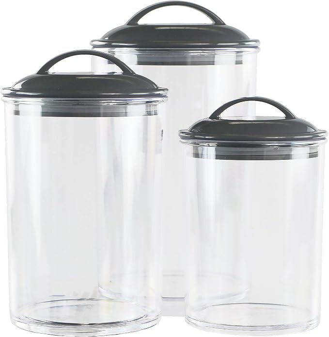 Food Storage Containers, BPA Free Airtight Canisters for Cereal, Pasta, Sugar, Coffee, Flour, Cookies, Loose Tea, for Kitchen Organization by Reston Lloyd, Set of 3, Charcoal Gray - Image 4
