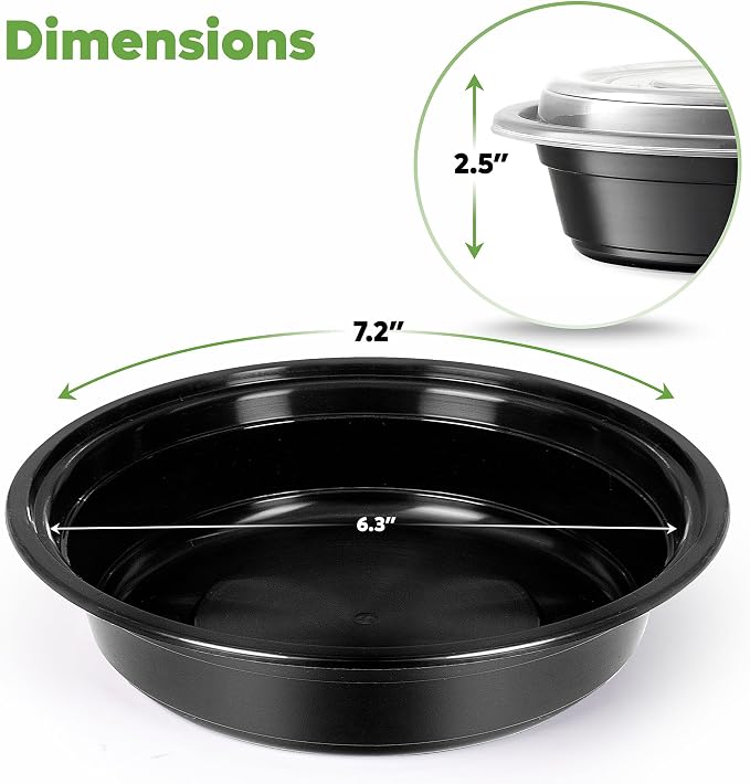 GUSTO 24 oz - Round Meal Prep Containers with Lids – [Case of 150] Reusable, Microwaveable, Dishwasher & Freezer Safe, BPA-Free Food Storage Containers for Portion Control (Formerly Comfy Package) - Image 2