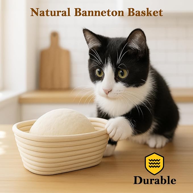 6.5 Inch Banneton Bread Proofing Basket Oval Mini Banneton Basket Set of 6, Small Sourdough Proofing Basket with Liner Rattan Sourdough Baking Supplies for Home Bread Baking - Image 6