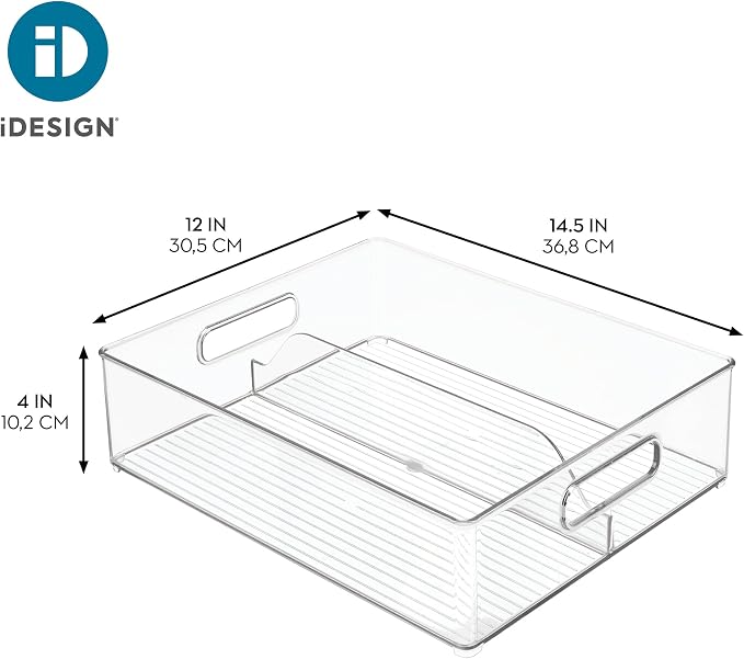 iDesign Divided Pantry Bin with Handle, Clear | For Pantry, For Refrigerator, For Freezer - Image 4