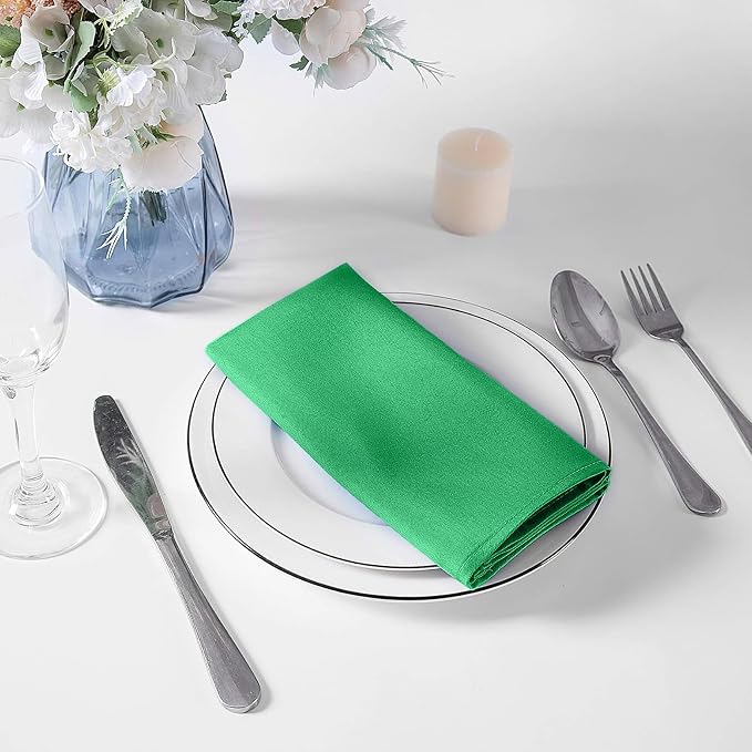 Cloth Napkins 20x20 inch Washable Polyester Dinner Napkins Soft Table Napkins for Wedding Party Dining Banquet(Emerald,12PCS) - Image 5