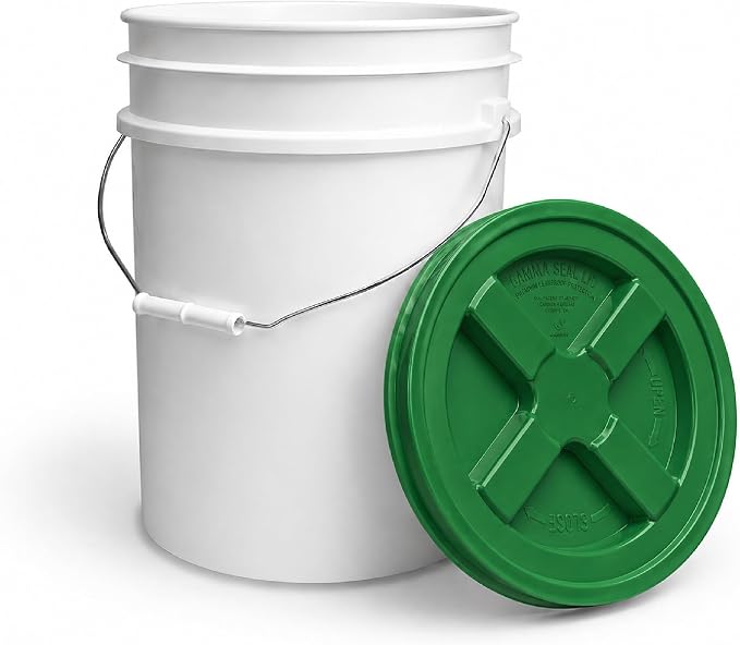 5 Gallon Bucket - Food Grade w/Lid BPA-Free, White/Green, 3 | Airtight Gamma Seal Screw-On Lid, Heavy-Duty 90 Mil HDPE Plastic, Food Safe and Durable Container, Bulk Storage, Made in USA - Image 8