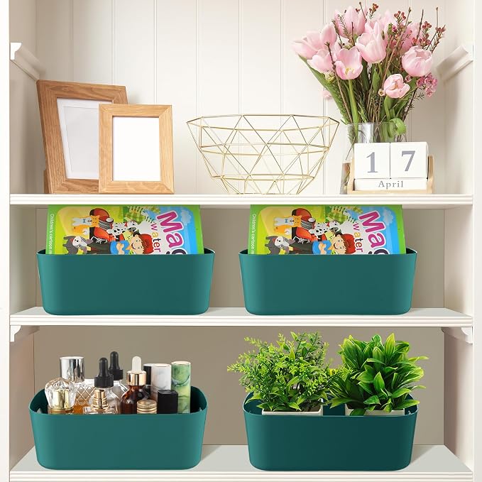 Zopeal Plastic Storage Bins 10 Pcs Green Pantry Organizer Bins Small Baskets Storage Containers for Home Kitchen (8 x 5.7 x 3 Inch) - Image 6