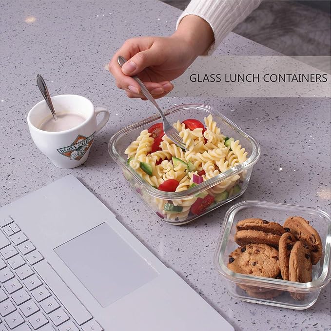 AILTEC 9 pack & 8 pack Glass food storage containers with lids,Glass meal prep containers - Image 5