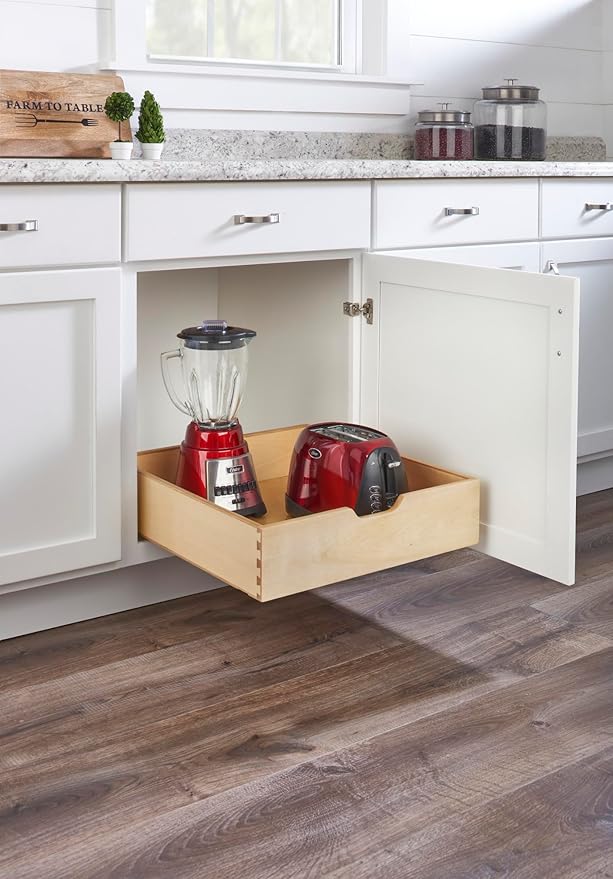 Rev-A-Shelf Wood Pullout Drawer Box Kitchen Cabinet Organizer w/Blum Soft-Close for Base Cabinets, Min Opening Width of 20.75", 4WDB-21SC-1 - Image 2