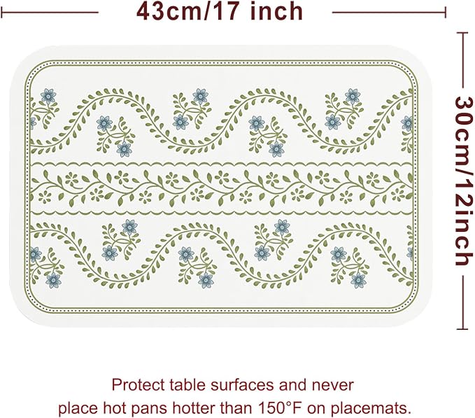 Vinyl Waterproof Placemats Set of 6 Rectangular,12"*17"-Mosella D | Wipeable Beautiful Print Place Mats,Stain Resistant,Heat Resistant,Everyday Meals,Kitchen,Dinning,Holiday,Decor - Image 6
