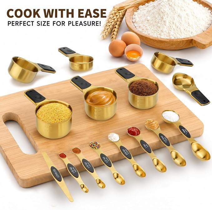 Stainless Steel Magnetic Measuring Cups and Spoons Set of 15 | Double Sided for Dry and Liquid Ingredients, BPA Free, Rust Resistant,Dishwasher Safe with Leveler for Baking and Cooking - Image 6