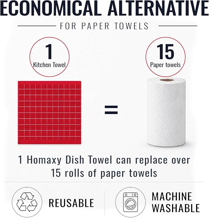 Kitinjoy 100% Cotton Terry Kitchen Dish Cloths, 12”x 12”, 8-Pack, Red | Ultra Soft and Absorbent Dish Towels for Kitchen, Suitable for Drying and Washing Dishes - Image 7