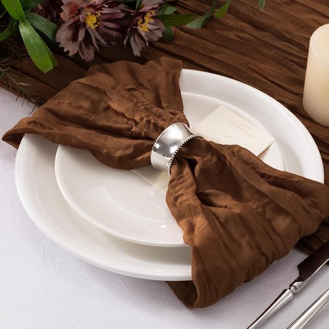 Cheesecloth Napkins Brown Cloth Napkins Bulk,Set of 50 | 21''x21'',Washable Boho Table Gauze Fabric Napkins,for Wedding Baby Bridal Shower Dinner Party Decor - Image 3