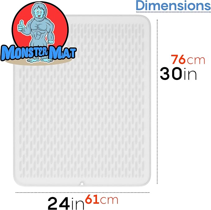 Extra Large (30 inch by 24 inch) heavy duty silicone dish drying mat for kitchen counters by MonsterMat (Translucent, XL - 30"x24") - Image 4