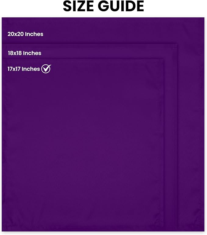 Utopia Home [24 Pack, Purple] Cloth Napkins 17x17 Inches, 100% Polyester | Hemmed Edges, Washable and Reusable Ideal for Parties, Weddings and Dinners - Image 2