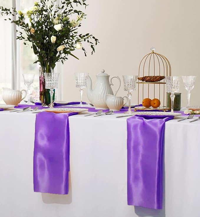 MDS® Pack of 25 Satin Napkins 12 x 12 Inch, Soft Silky Reusable Cloth Dinner Table Napkins for Wedding Décor, Reception, Birthday, Parties, Banquets, Catering, Restaurants & Hotel - Lavender - Image 5