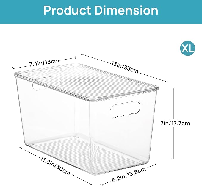 Vtopmart 6 Pack Clear Stackable Storage Bins with Lids, XLarge | BPA-free Plastic, Organize Vertically, For Pantry Kitchen Fridge Cabinet Closet Bathroom, Built to Last, Easy to Move - Image 2
