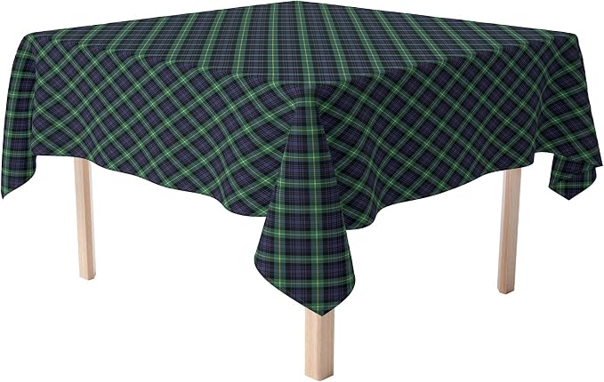 Fabric Textile Products | Blue & Green Tartan Tablecloth | Plaid Square Tablecloth | 90" x 90" | Machine Washable and Stain-Resistant for Easy Care | Made in The USA by FabricTextileProductsInc