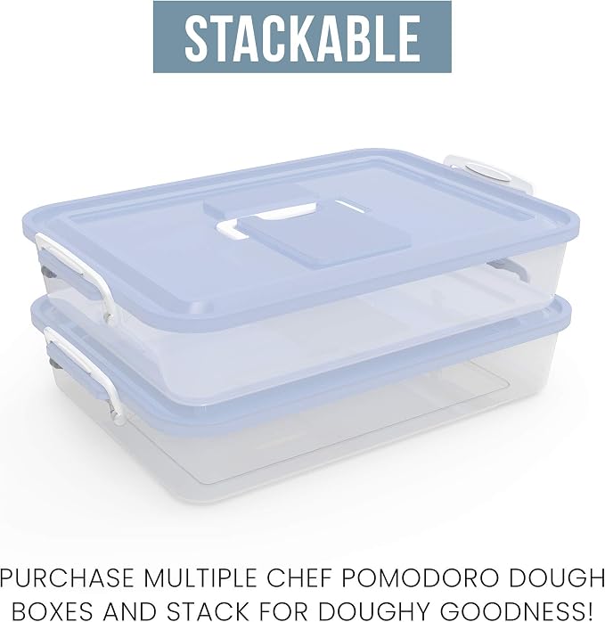Chef Pomodoro Dough Proofing Box 14x11-In, 4-6 Proofing Balls, Blue 2-Pack | Household Pizza and Bread Dough Preparation Container With Lid, Featuring a Convenient Carry Handle for Easy Daily Carrying - Image 6