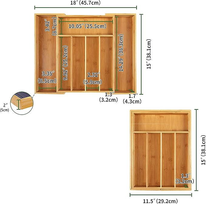 Utoplike Bamboo Expandable Kitchen Drawer Organizer and Bamboo Cutlery Tray - Image 6