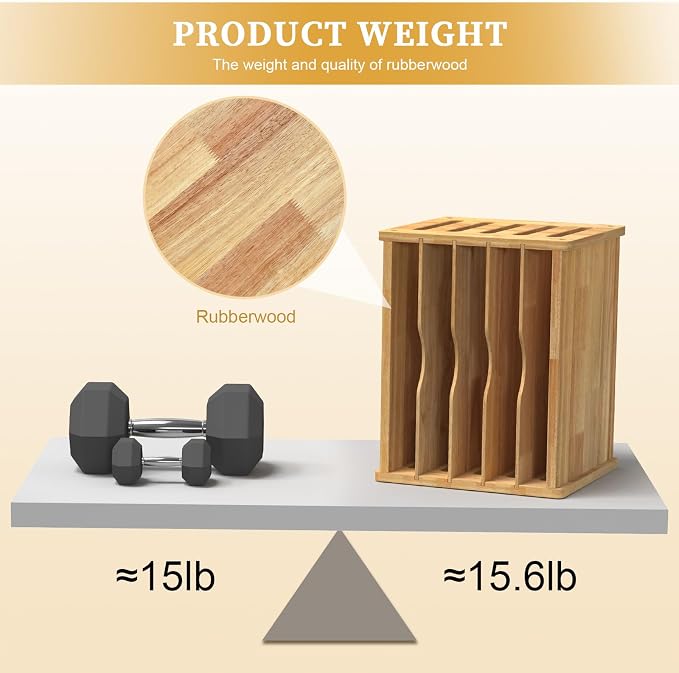 6 Tier Rubber Wooden Tray Dividers for Cabinets, Cookie Sheet Organizer | Heavy Weight, Premium Wood, Multiple Sizes, Saving Space, Vertical Tray Dividers for Storing pans, Baking tray, Cutting Board - Image 2