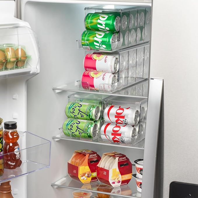 ClearSpace Soda Can Organizer & Soda Can Dispenser for Refrigerator - Fridge Organizer & Stackable Drink Organizer for Fridge, Can Organizer for Refrigerator - Holds 12 Cans Each, BPA Free - 4 Pack - Image 5