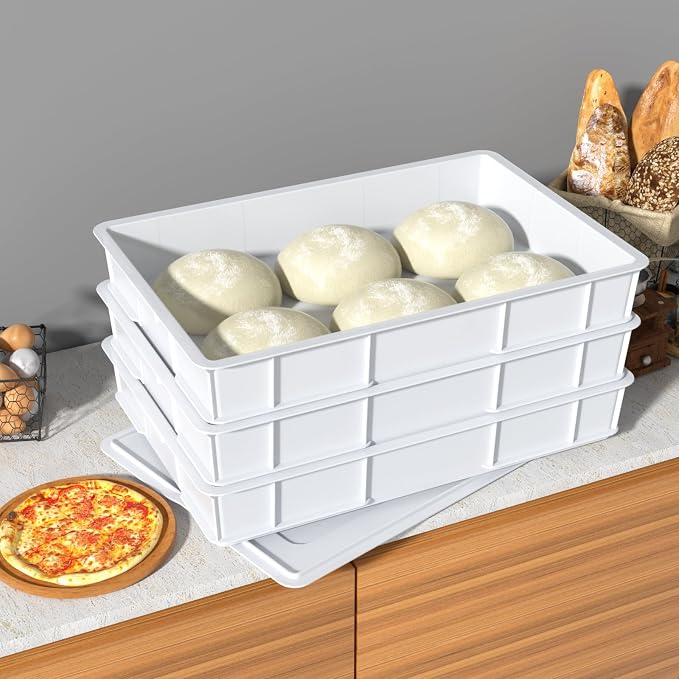 Pizza Dough Proofing Box Set with Lids, 4-Pack | Commercial-Grade Dough Proofing Containers, Stackable, Food-Safe Plastic for Pizza, Bread and Baking Prep - Image 5