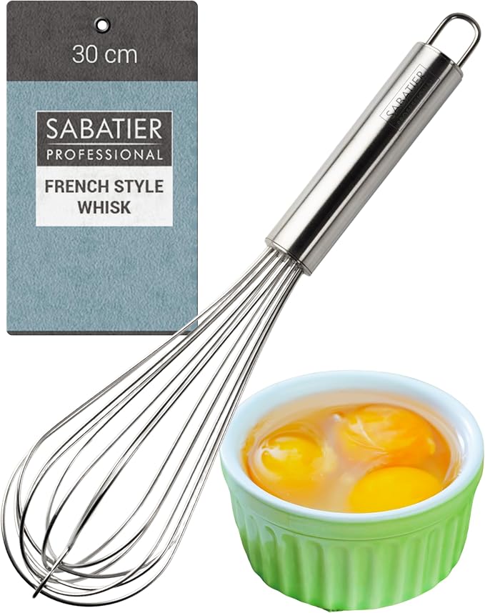 Professional Stainless Steel French Hand Whisk - Heavy Duty, Dishwasher Safe, Durable Balloon Whisk for Baking, Frothing, & Mixing - Easy to Clean, Great for Chefs & Home Cooks, Stainless Steel, 30cm by Taylors+Eye+Witness