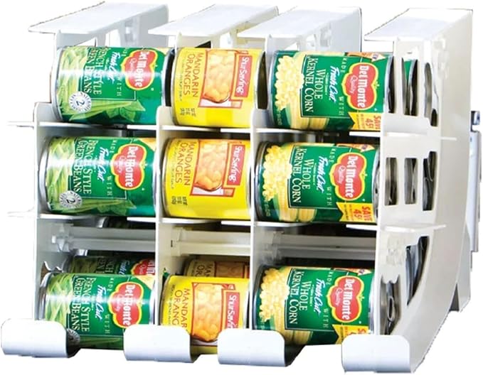 FIFO Can Tracker 4-Pack - 3-Tier Rotating Food Can Organizer for Pantry, Expandable Soda Can Storage for Kitchen, Holds 54 Cans of Food or Soda - Image 2