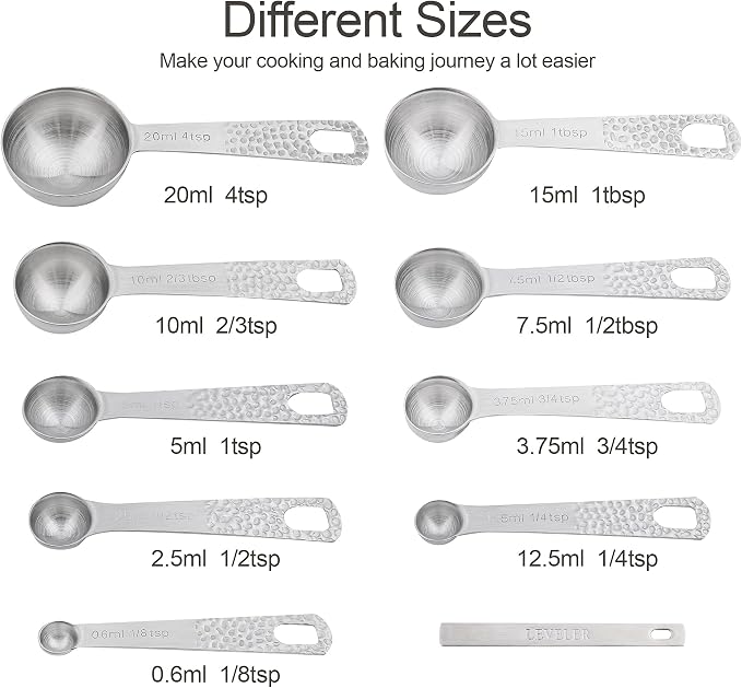 Measuring Cups and Spoons set, 18/8 Stainless Steel Measuring Cups and Spoons, Metal Measuring Tools for Kitchen & Baking, Metric & US Measure Cups and Spoons Set for Dry & Liquid - Image 5