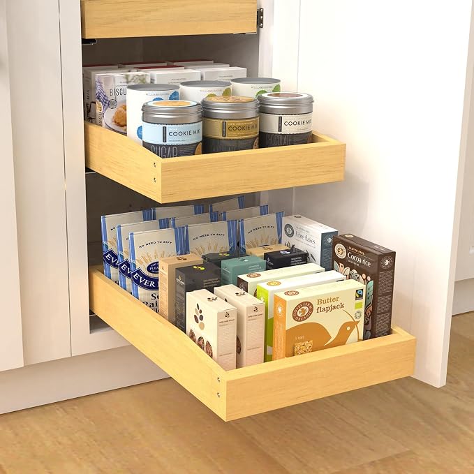 Wooden Pull out Cabinet Organizer 15" W x 21" D x 4.3" H, Only for 15" Cabinet Openg Heavy Duty Kitchen Slide Out Drawers - Image 6