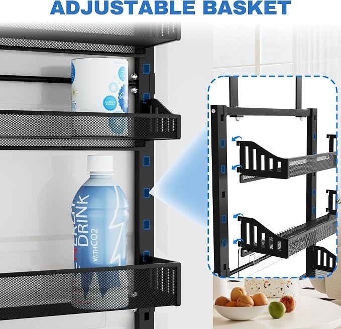 coobest 8-Tier Over the door Spice Rack Organizer, Large Heavy Duty Metal Wall Mount or Over The Door, 2 in 1 Rust-Proof Hanging Storage Shelf for Kitchen Pantry, Bathroom, Laundry Room, Closet - Image 5