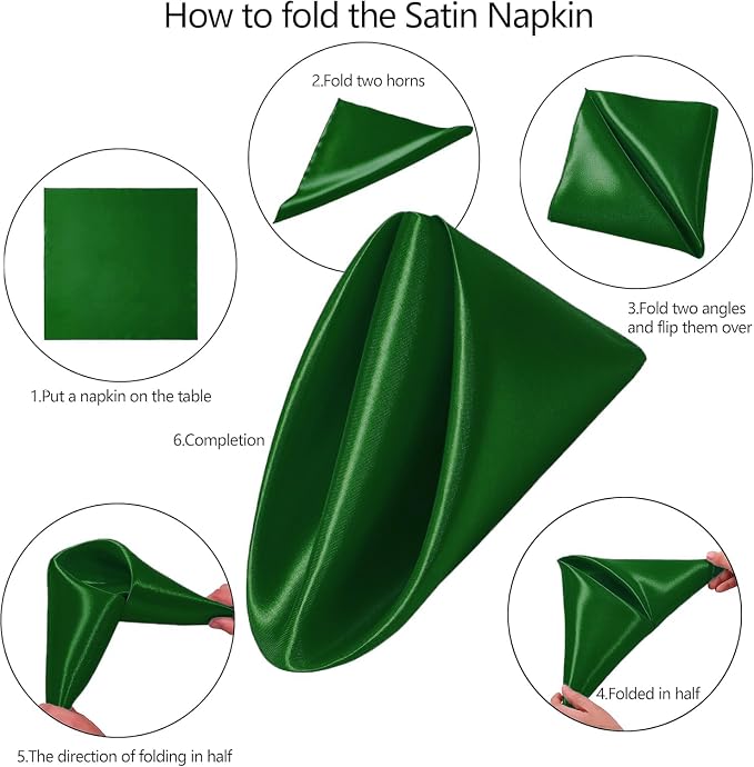 MDS® Pack of 200 Satin Napkins 12 x 12 Inch, Soft Silky Reusable Cloth Dinner Table Napkins for Wedding Décor, Reception, Birthday, Parties, Banquets, Catering, Restaurants & Hotel - Green - Image 3