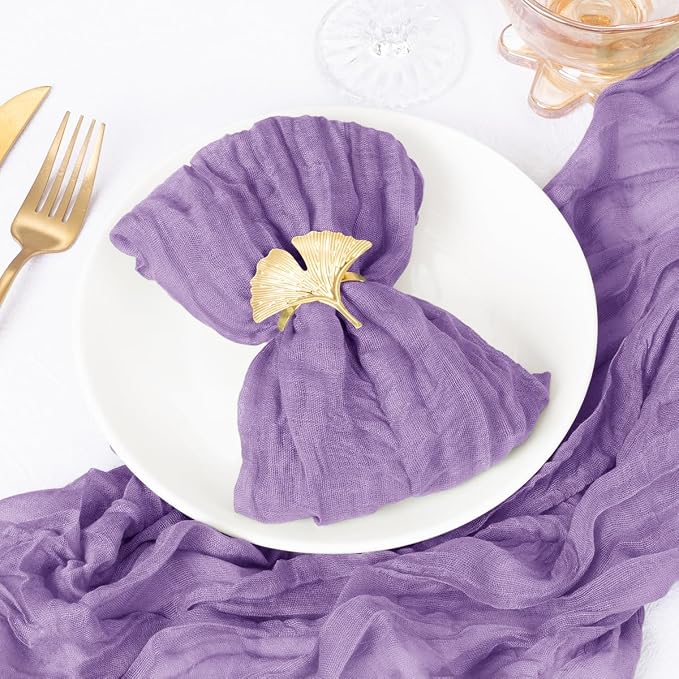 DeZerlor Purple Washable Cheesecloth Napkins Set of 50 for Wedding Party | Reusable Summer Cloth Napkins Bulk, for Bridal Baby Shower Dinner Cocktail Birthday Home, 21x21 Inches - Image 3