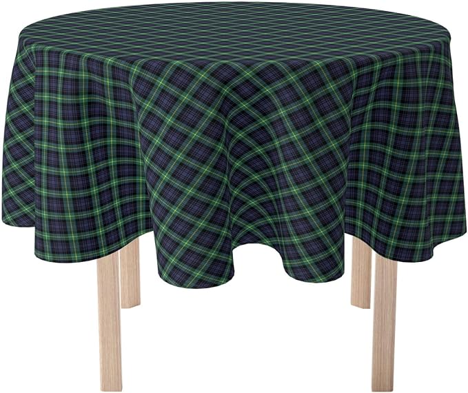 Fabric Textile Products | Blue & Green Tartan Tablecloth | Plaid Round Tablecloth | 120" Round | Machine Washable and Stain-Resistant for Easy Care | Made in The USA by FabricTextileProductsInc