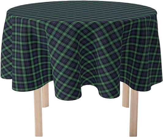 Fabric Textile Products | Blue & Green Tartan Tablecloth | Plaid Round Tablecloth | 70" Round | Machine Washable and Stain-Resistant for Easy Care | Made in The USA by FabricTextileProductsInc