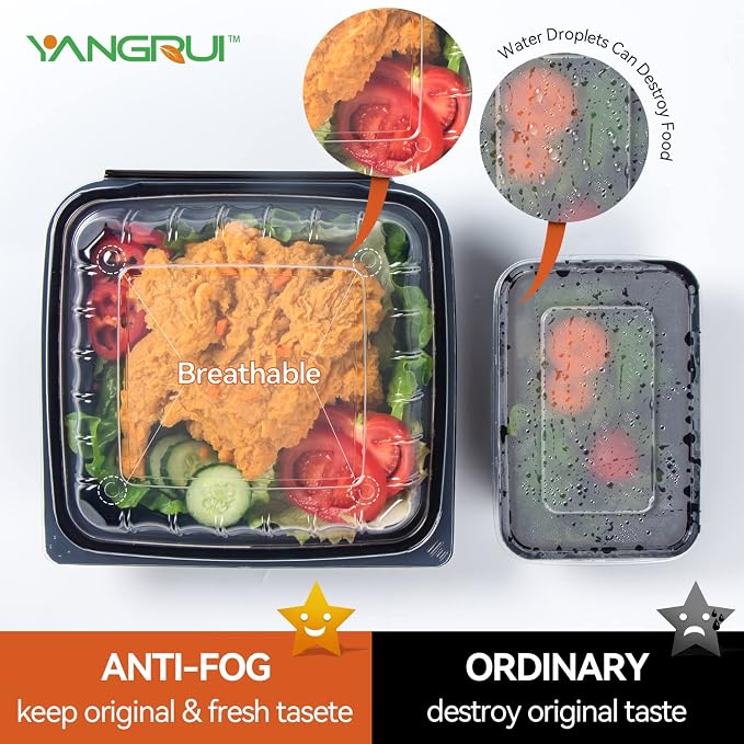YANGRUI 25-Pack 34 oz 8" Clamshell Takeout Container Shrink-Wrapped No Wash | Steam-Resistant Anti-Fog Lid, Leakproof BPA-Free PP, Microwave Safe for Hot Soups, Restaurant To-Go & Branded Delivery - Image 7