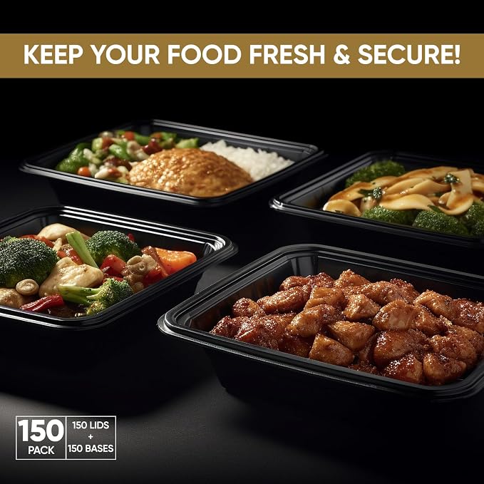 16 oz 150 Pack Meal Prep Containers BPA Free Leakproof Stackable Food Storage Containers with Lids, Microwave & Dishwasher Freezer Safe Reusable To Go Containers Bento Box Style Take Out Clear Plastic - Image 6