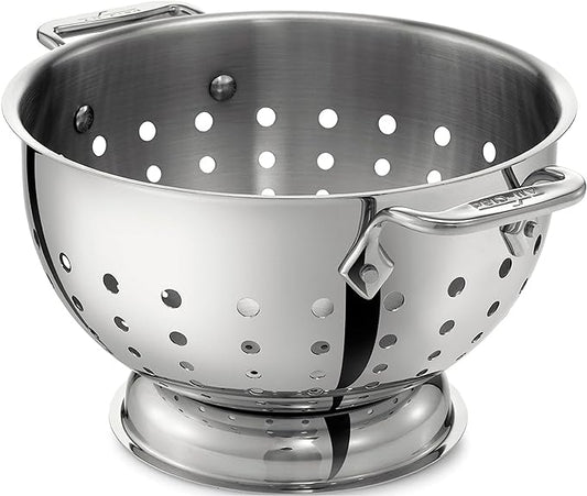All-Clad Tools and Accessories Stainless Steel Colander 5 Quart Strainer, Pasta Strainer with Handle, Pots and Pans Silver by Unknown