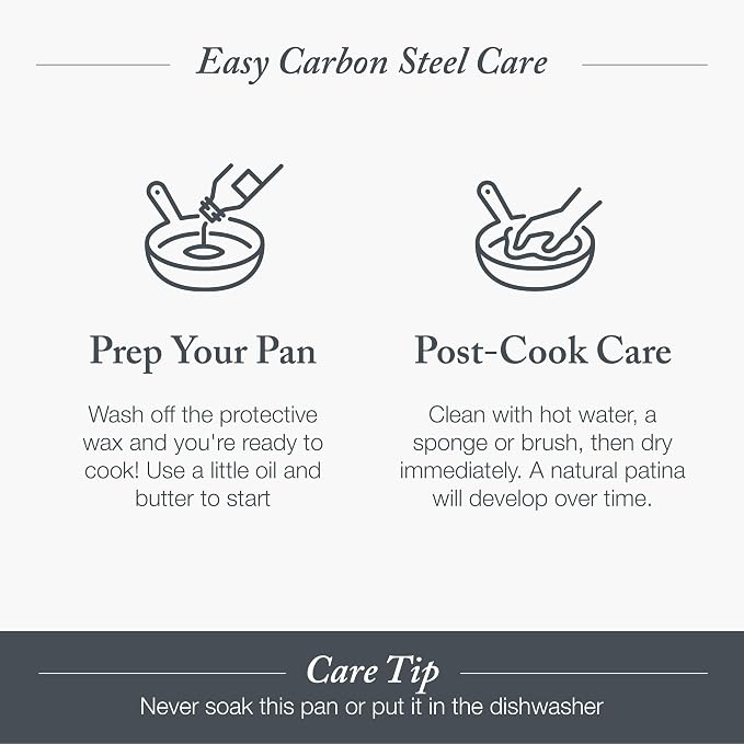 Merten & Storck 10" Pre-Seasoned Carbon Steel Frying Pan Skillet | Natural Nonstick with Use, Induction & All Stovetop Suitable, Grill & Campfire Safe, Even Heating, Indoor/Outdoor Use - Image 2