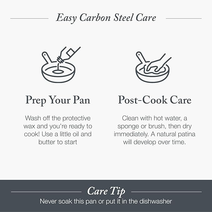 Merten & Storck 12" Pre-Seasoned Carbon Steel Frying Pan Skillet | Natural Nonstick with Use, Induction & All Stovetop Suitable, Grill & Campfire Safe, Even Heating, Indoor/Outdoor Use - Image 3